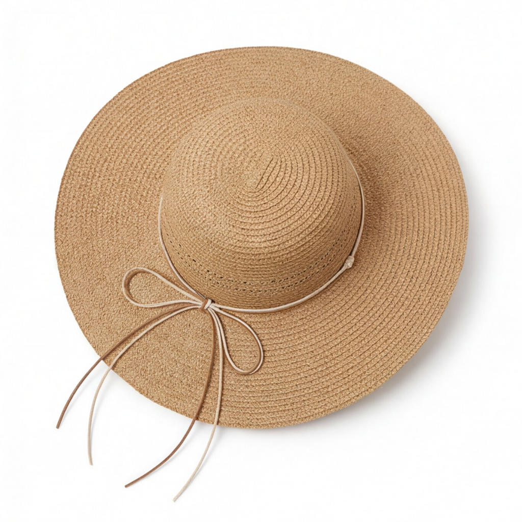 Ribbon Straw Hat - Beige