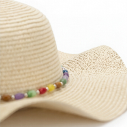 Beads Sun Hat - Beige