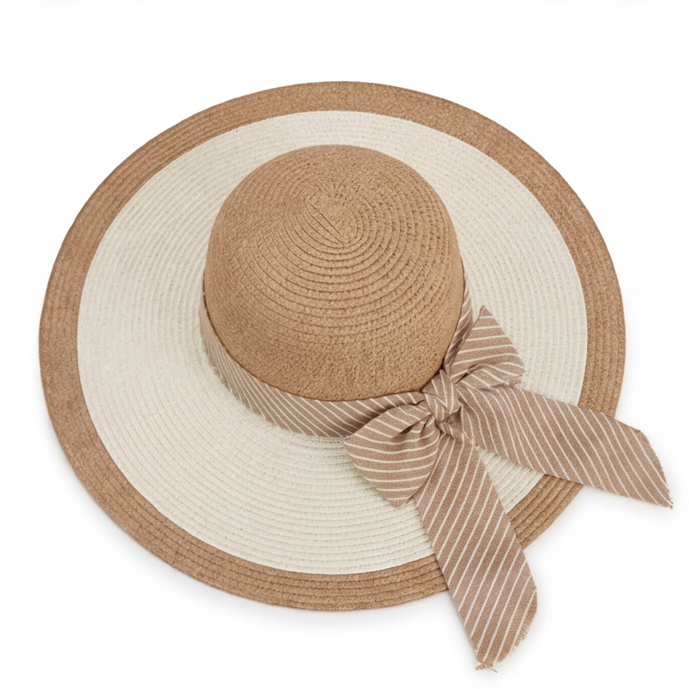 Contrast Ribbon Hat - Beige